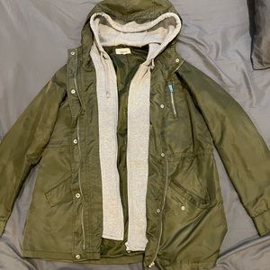 Chemistry Love Olive green jacket with hood size large